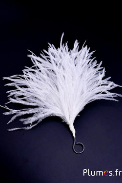 Plumet autruche avec anneau - ht 18-20 cm - blanc